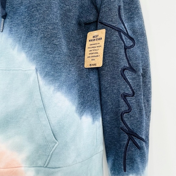 👚💙VS PINK ENSIGN CAMPUS STATIC TIE DYE LOUNGE ZIP UP HOODIE Size Med NWT - Picture 5 of 12